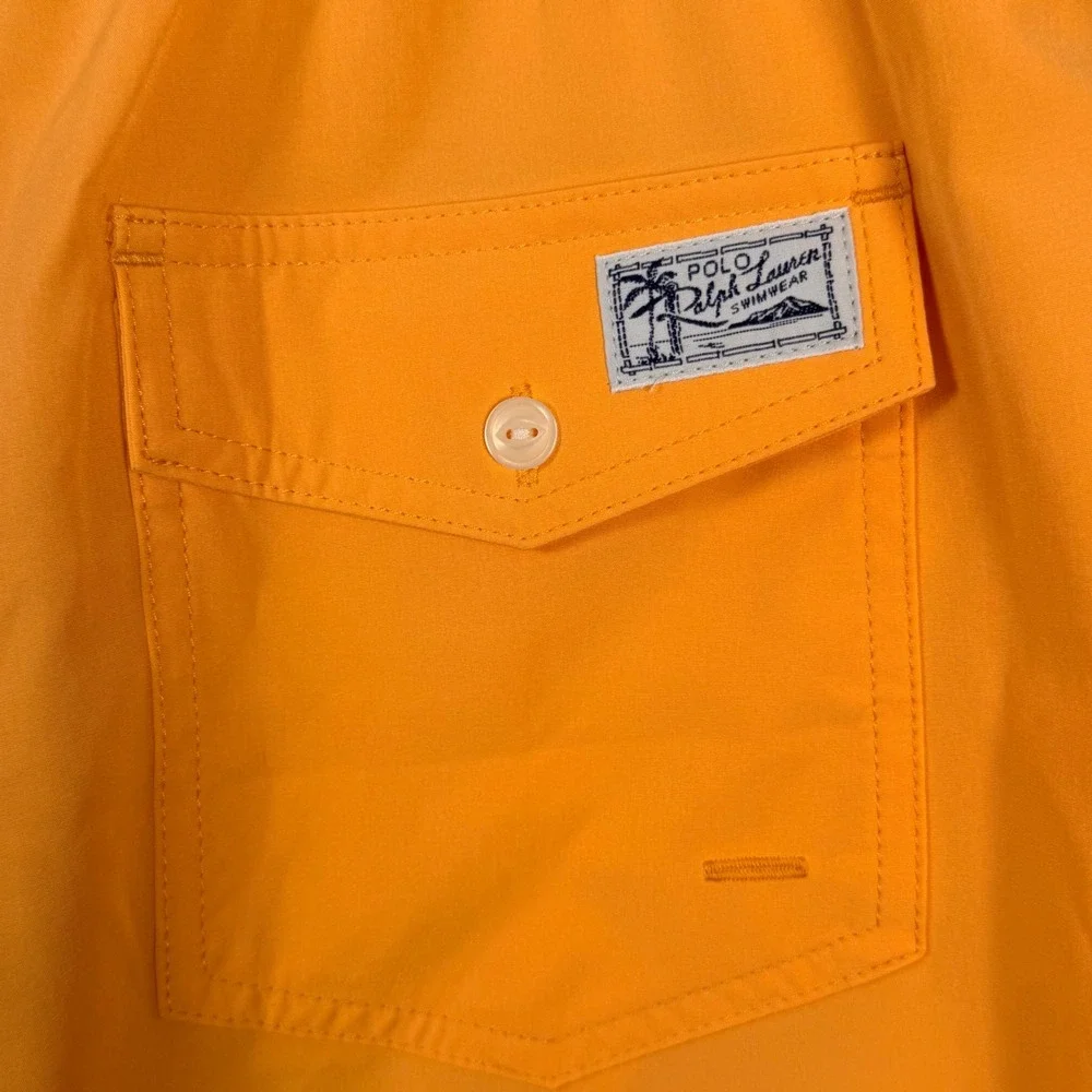 Polo Ralph Lauren Swim Trunks Men XLT Orange Blue Pony Stretch Board Shorts Prep